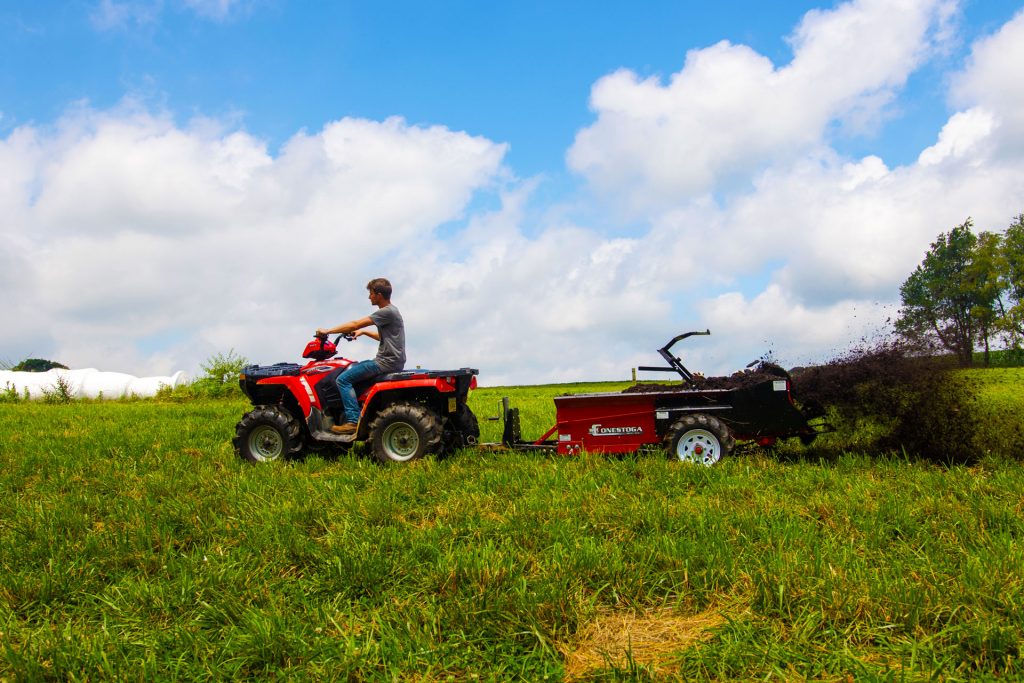 Ground driven manure spreader, ATV manure spreader conestoga manure spreaders.